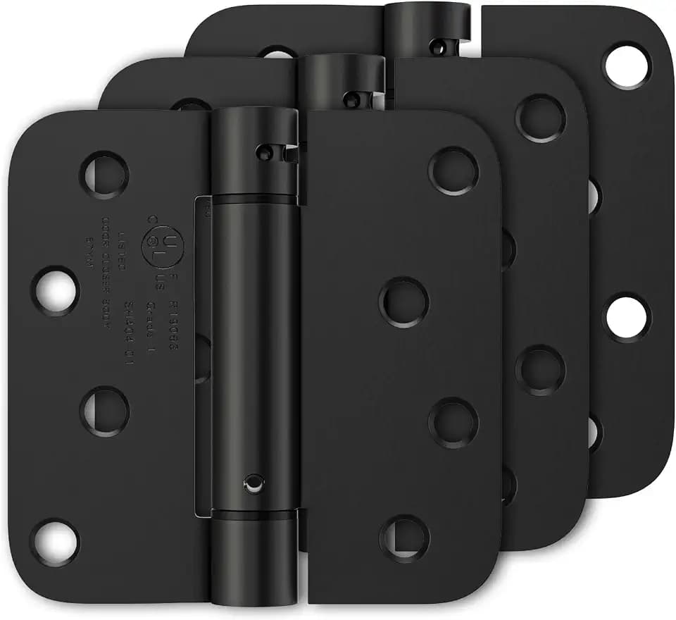 Luxbaro 3 Pack Self Closing Door Hinges, 4 Inch, Adjustable Tension, Black