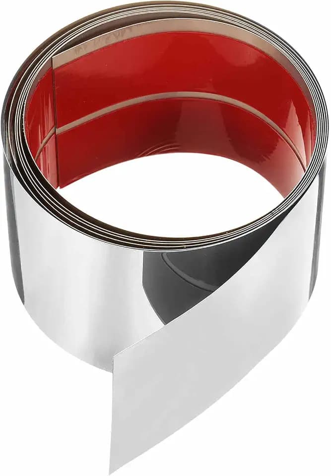 HARFINGTON 9.84ft x 3.94" Wall Trim Peel and Stick Molding Trim Frame, Self Adhesive Stainless Steel Mirror Finish Metal Strip Trim for Wall Ceiling Floor Cabinet Tile Edge, Silver Mirror