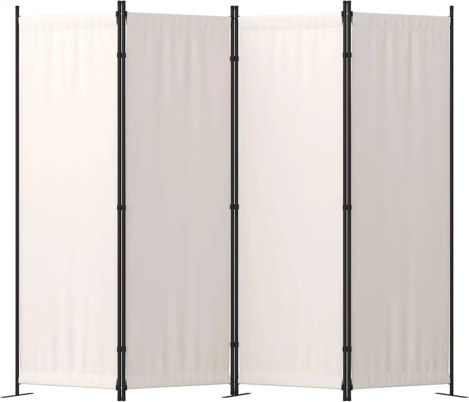 Room Divider, 4 Panel Folding Screen, 88” Portable Separating 3 Feet(White)
