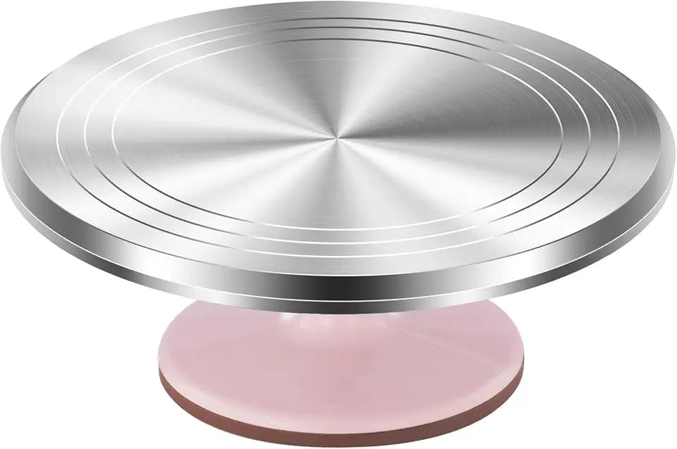 Kootek 12" Pink Aluminum Alloy Cake Turntable, Cake Stand for Decorating