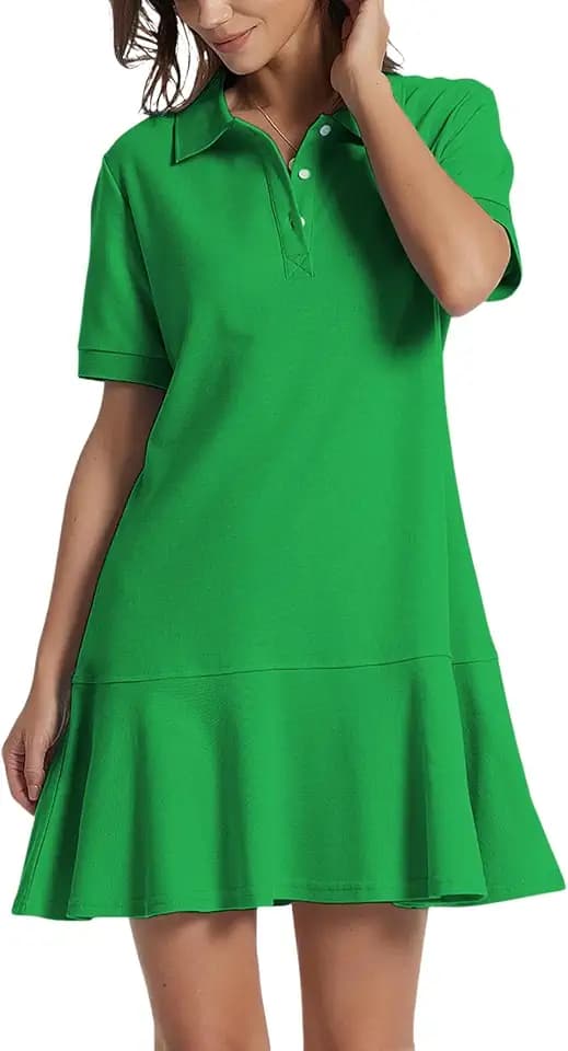SCOFEEL Womens Polo Dress Summer Short Sleeve Ruffle Athletic Mini Dress