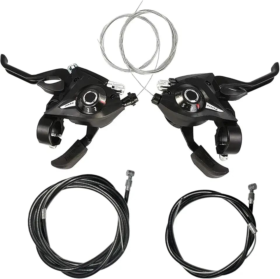 Lomodo 4 Pieces Bicycle Brake Accessories Including 2 x EF51-7 3x7 21 Speed Brake Shift Levers with Inner Cable and 2 x Brake Wire (Front and Rear Brake Cable) for Mountain/MTB Bike