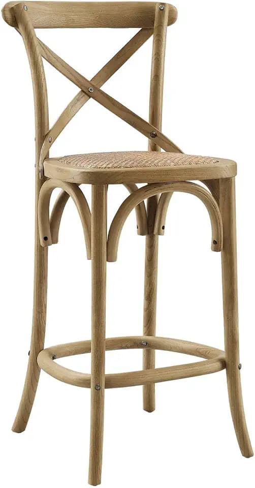 Modway Gear Counter Stool in Natural, 19 x 17.5 x 39.5