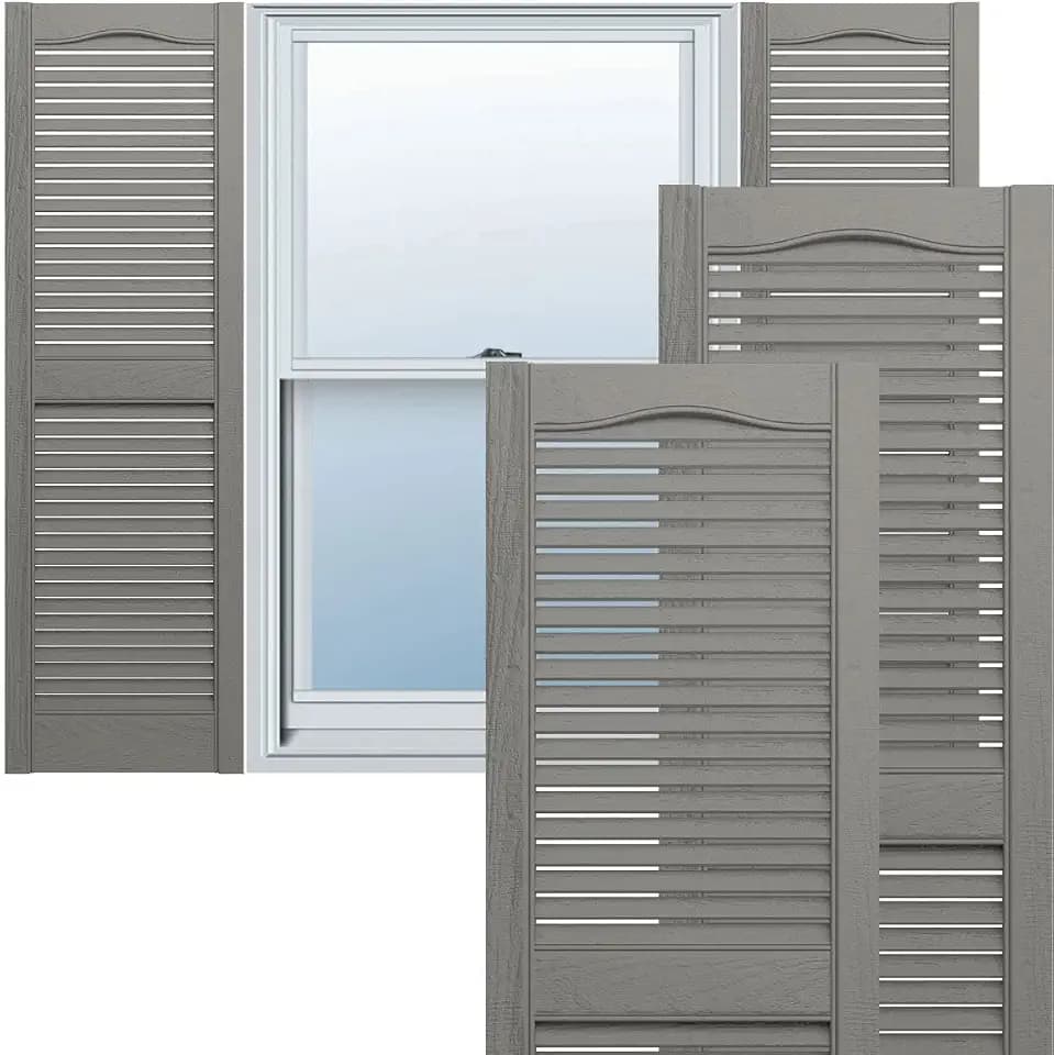 Ekena Millwork Lifetime Vinyl LL1S12X05500CL Standard Cathedral Top Center Mullion, Open Louver Vinyl Shutters, w/Installation Shutter-Lok's & Matching Screws (Per Pair), 12"W x 55"H, Clay