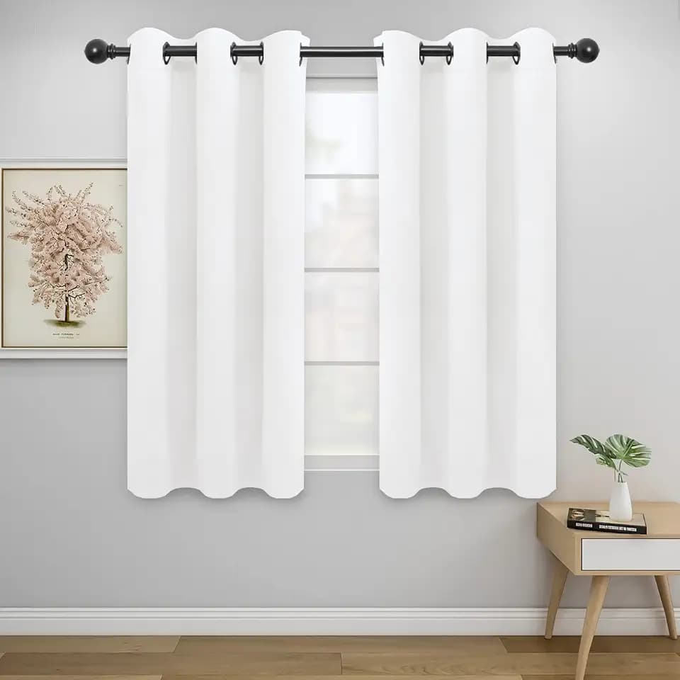 Easy-Going Thermal Grommet Curtains, 2 Panels 42x54 in, White
