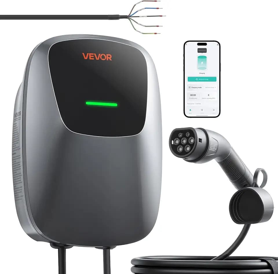 VEVOR Wallbox E-Auto-Ladestation 11 kW Dreiphasig 400 V Typ 2 7,5 m IP65, Ladegerät für Alle Elektrofahrzeuge und Plug-in-Hybride, Intelligentes Autoladegerät mit App-Steuerung und Digitalanzeige