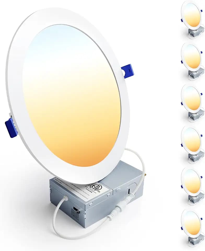 Ensenior 6 Pack 8 Inch LED Recessed Light, 5CCT Dimmable Canless Wafer