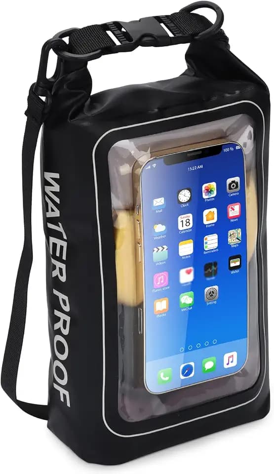 IP68 Waterproof Dry Bag, 2L - Roll Top Waterproof Pool Bag,Dry Bags for Kayaking Waterproof-w/Phone Pouch,Large Waterproof Phone Pouch,Boating & Kayak Accessories Camping (Black)