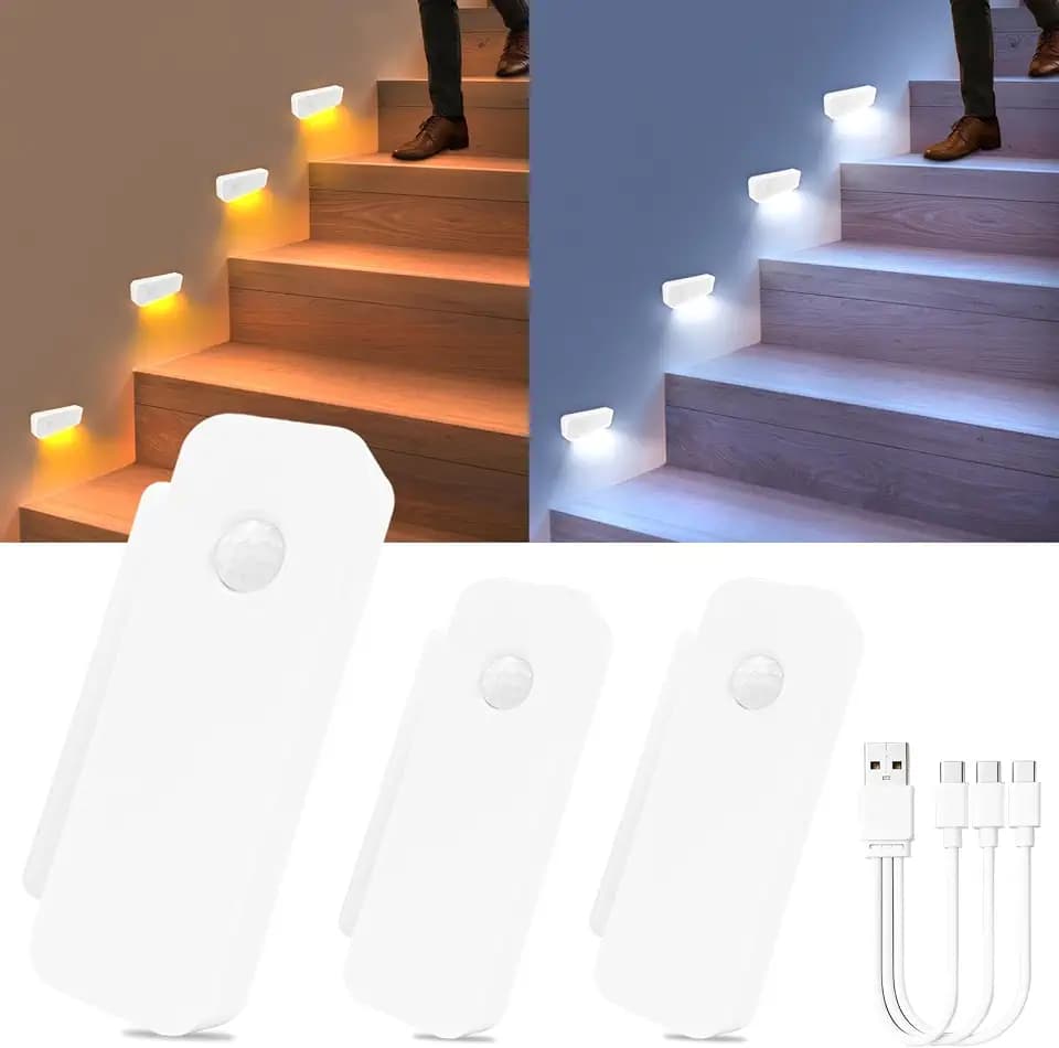 ROOKIELEDS Motion Stair Light: One-On-All-On, Rechargeable & Long-Lasting