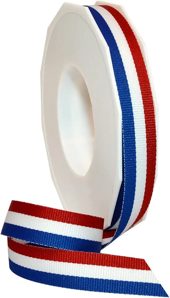 Morex Ribbon 93603/20-914 Striped Grosgrain Ribbon 5/8" X 20 YD Patriotic Ribbon for Gift Wrapping, Red/White/Blue, 4th of July Decorations, American Flags Art Supplies Gift Ribbons for Crafts
