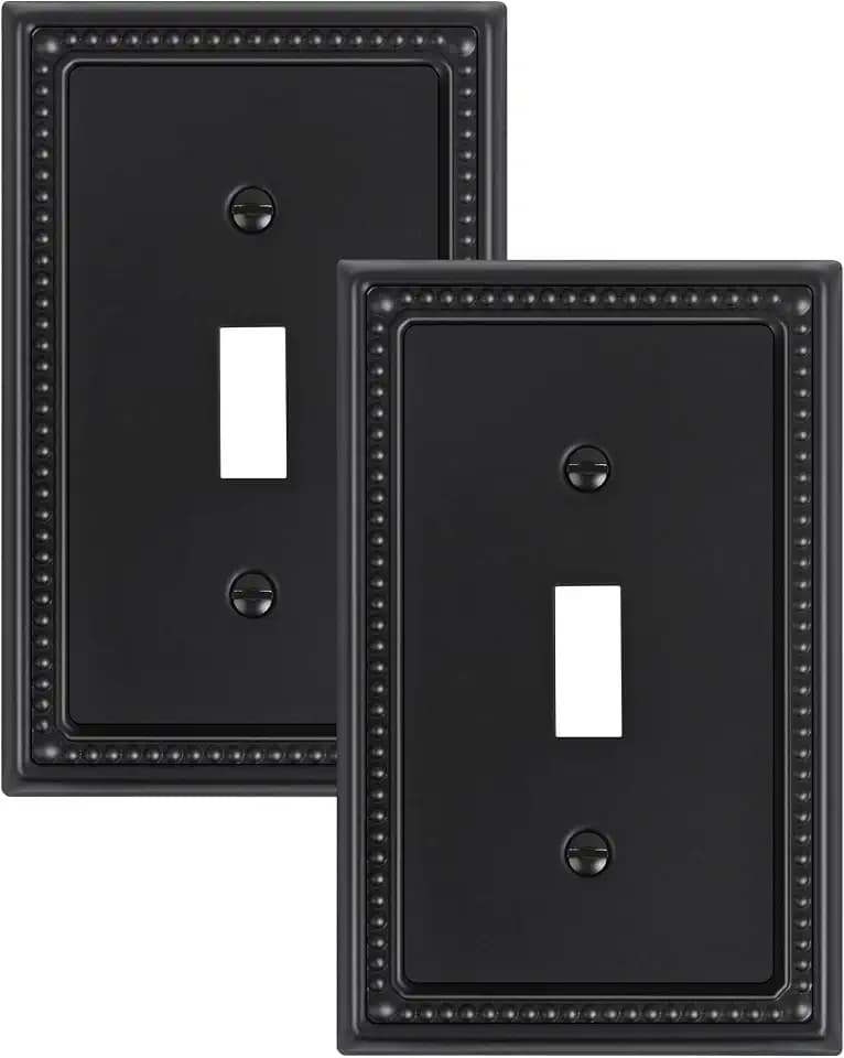 2-Pack Single Toggle Light Switch Cover Plate, Black