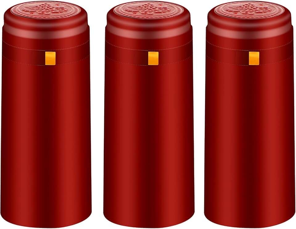 PVC Heat Shrink Capsules - Burgundy Red 120 Count Wine Caps Shrink Wrap Sleeves Clear Bottle Corks for Professional, Wine Making Cellars and Home Use