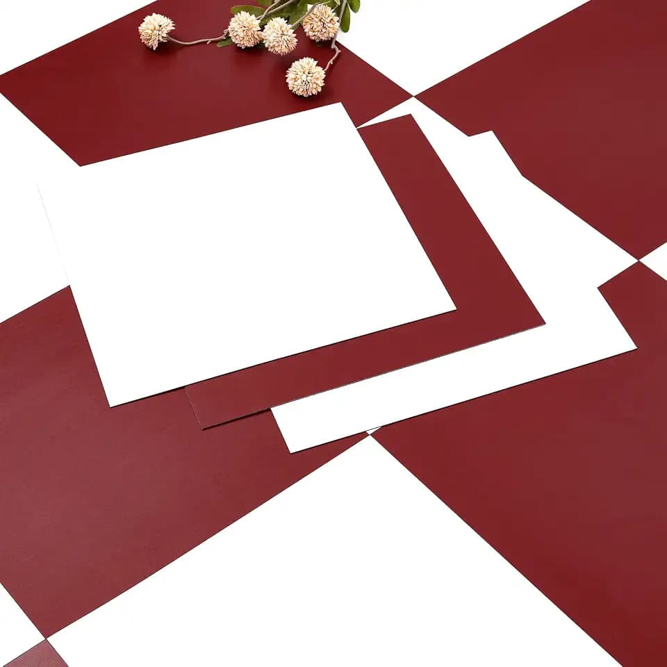 Peel and Stick Floor Tile, Vinyl Flooring White and Red Checkered