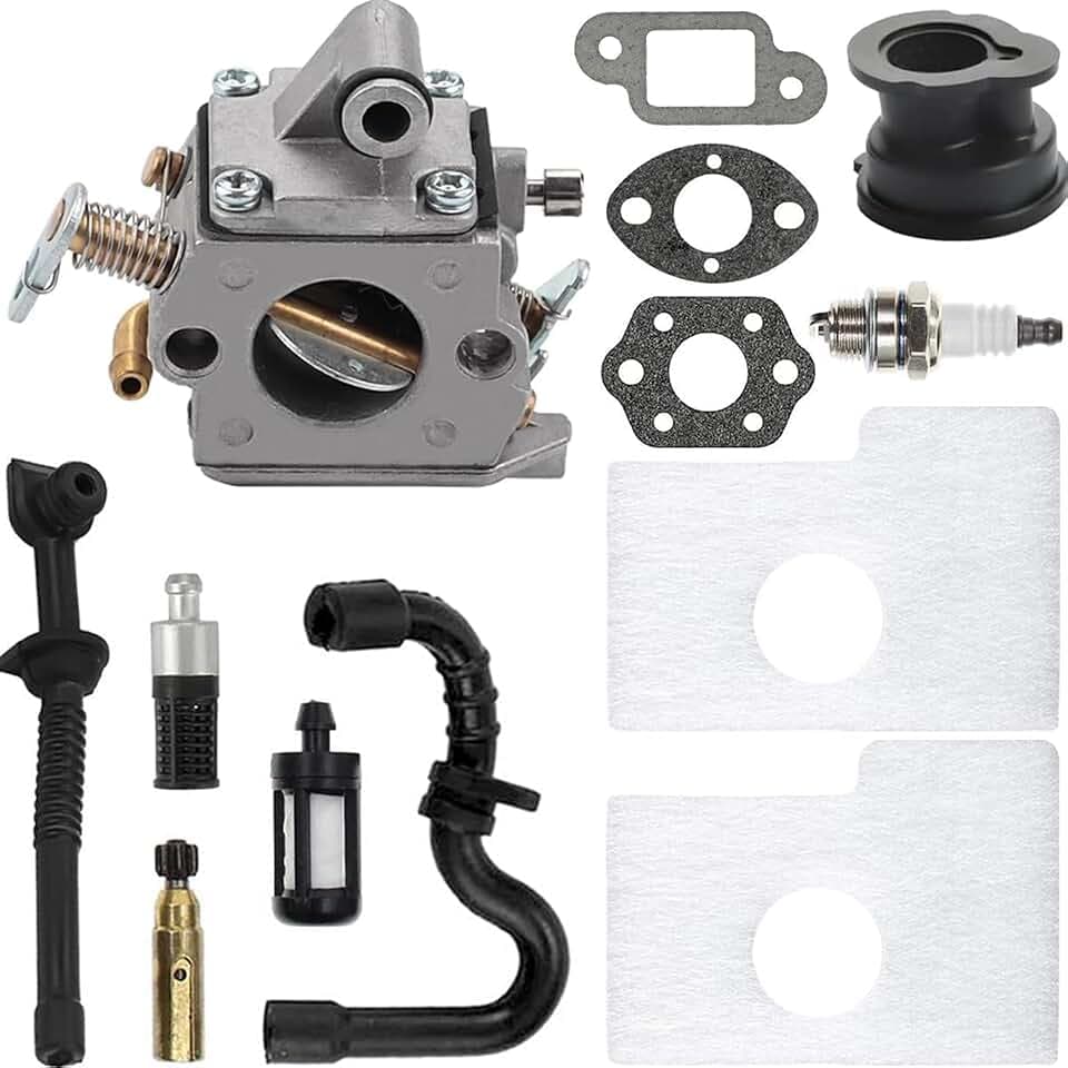 ZAMDOE Vergaser für Stihl MS170 MS180 017 018 ms170 ms 180 Kettensäge ersetzt C1Q-S57 C1Q-S57A C1Q-S57B 11301200603 mit Luftfilter, Zündkerze, Kraftstoffschlauch, Ölleitung, Pumpenfilter