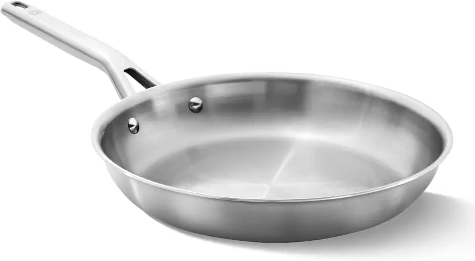 Calphalon Brushed 3-Ply Stainless Steel Cookware w/Turbo Heat Tech 10" Fry Pan, Induction, Oven Safe 450F, Brushed Stainless Silver