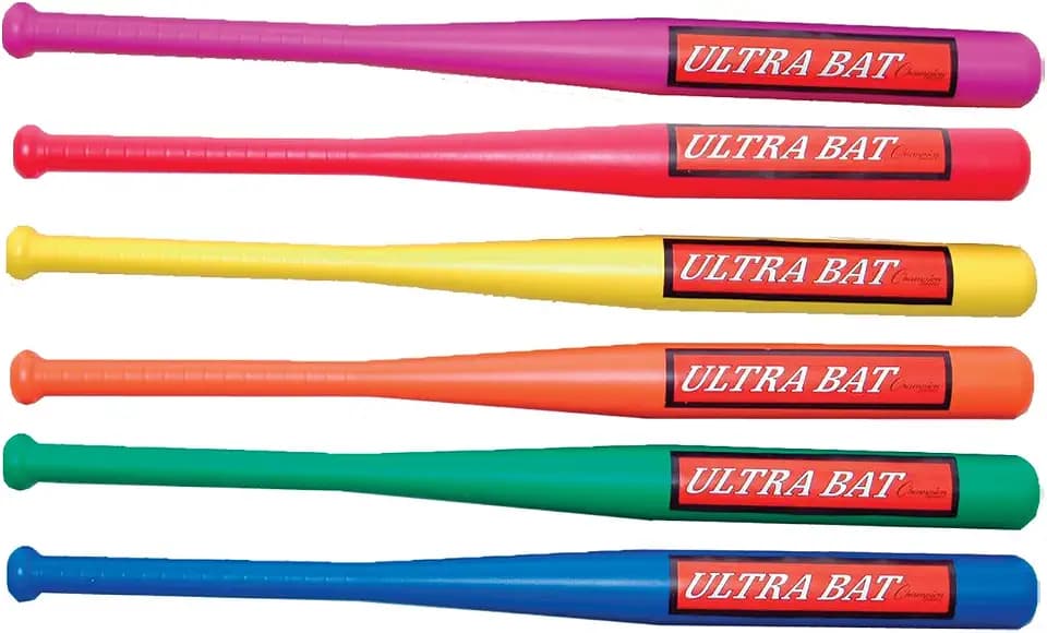 Champion Sports Ultra Bat Set - Assorted Colors - Hand-Eye Coordination - Durable Plastic Construction - Kids Backyard Plastic Baseball Bat - 30" Length - Set of 6