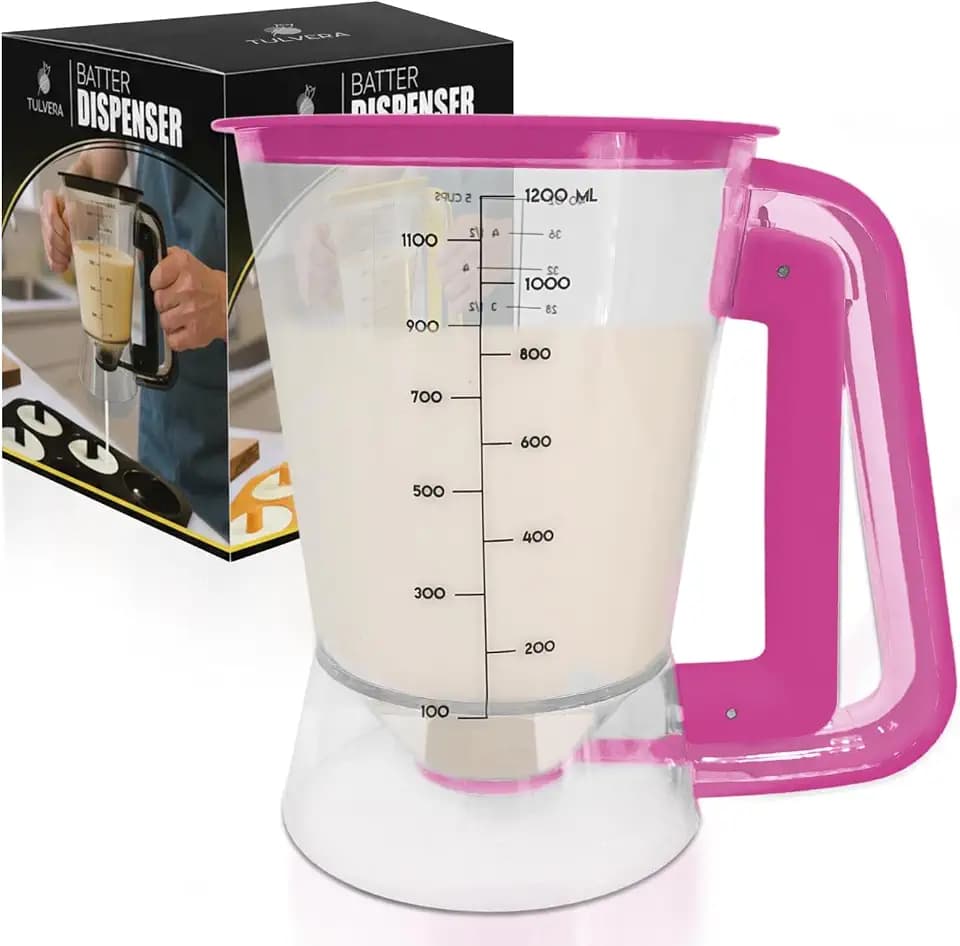 Pancake Batter Dispenser with Squeeze Handle, Cupcake & Waffle Mix Bottle