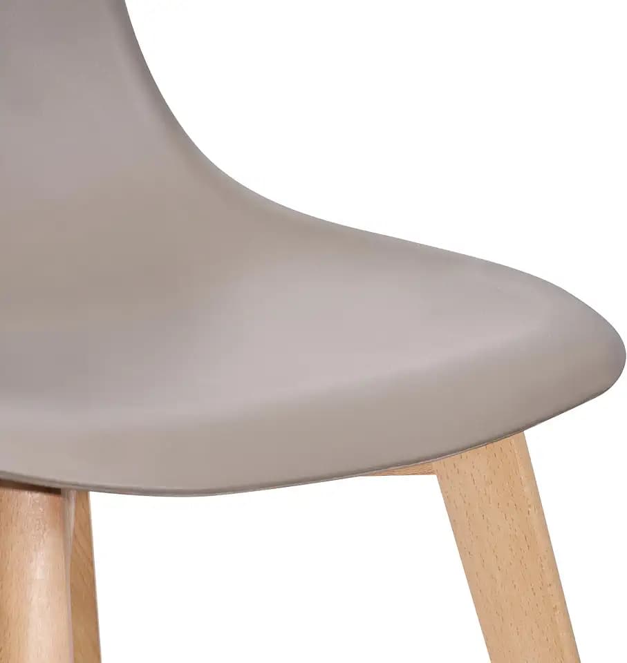 VECELO Dining Chairs Set of 4, Mid-Century Modern Kitchen & Dining Room Chairs, Molded Plastic Seat & Back, Solid Wood Legs, Armless, Non-Slip Feet, Grey