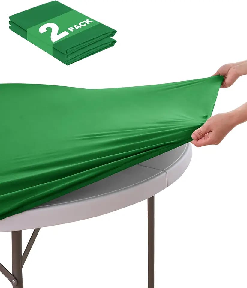 Table Covers for Round Table Fitted Tablecloths, 40-44 Inch, Green, 2 Pack