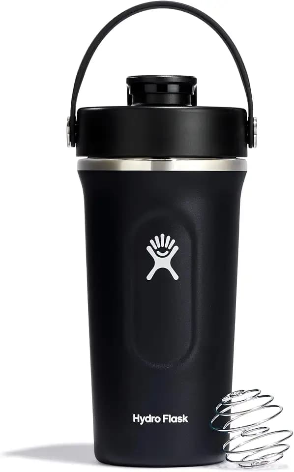 Hydro Flask Shaker Bottle – Insulated Stainless Steel Gym Bottle for Pre Workout & Protein 24 Oz Black