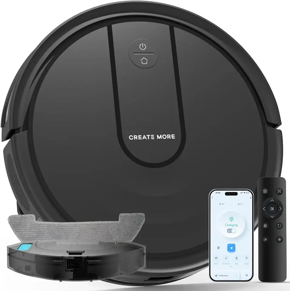 Bagotte Robot Vacuum and Mop Combo with 5000Pa, Robotic Vacuum with Schedule, Quiet Slim,Self-Charging,Wi-Fi/Voice/App,Perfect for Pet/Hard Floors,/Carpet