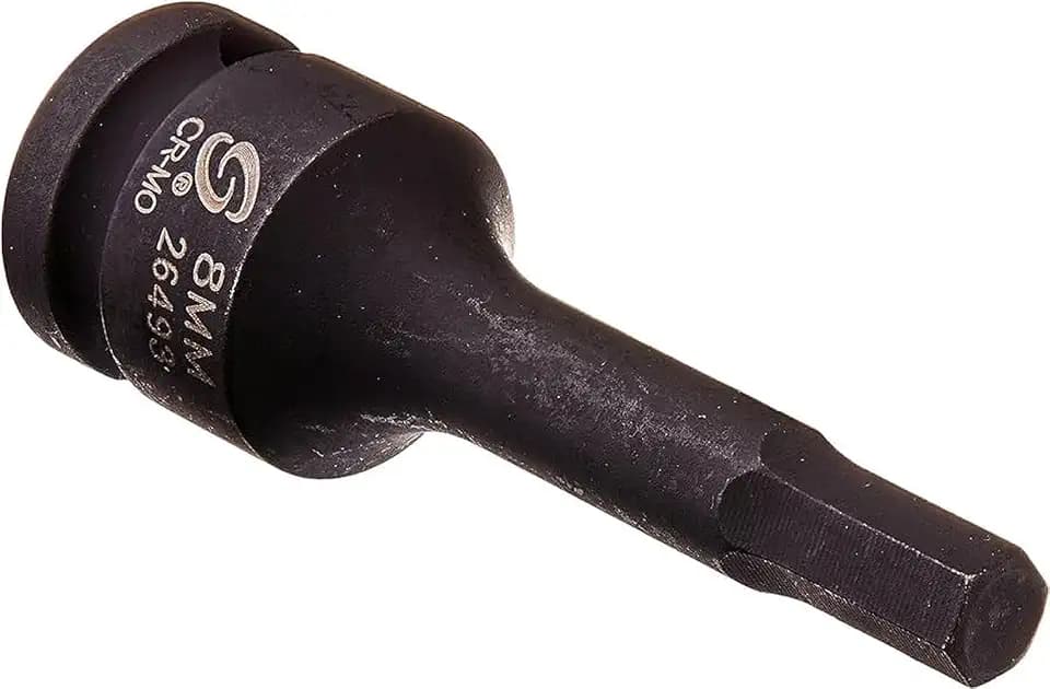 SUNEX Tools 1/2 in. Drive 8mm 6-Point Hex Bit Impact Socket, CR-MO Steel, Model 26493