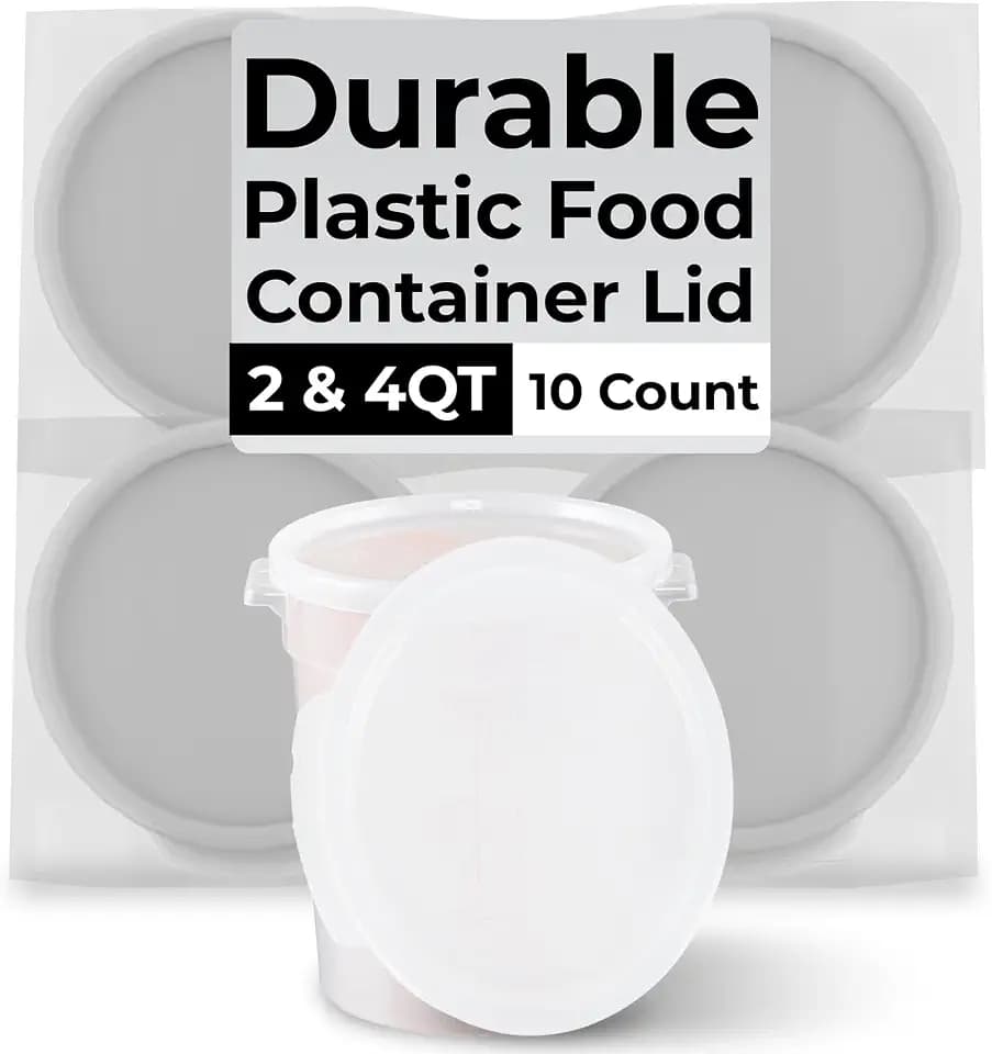 Restaurantware Food Storage Lid 10 Count Fits 2 and 4 qt Containers Leak Resistant Translucent Plastic Container Lids Dishwasher-Safe Freezer-Safe For Kitchens, Store Dry and Wet Ingredients Food Prep