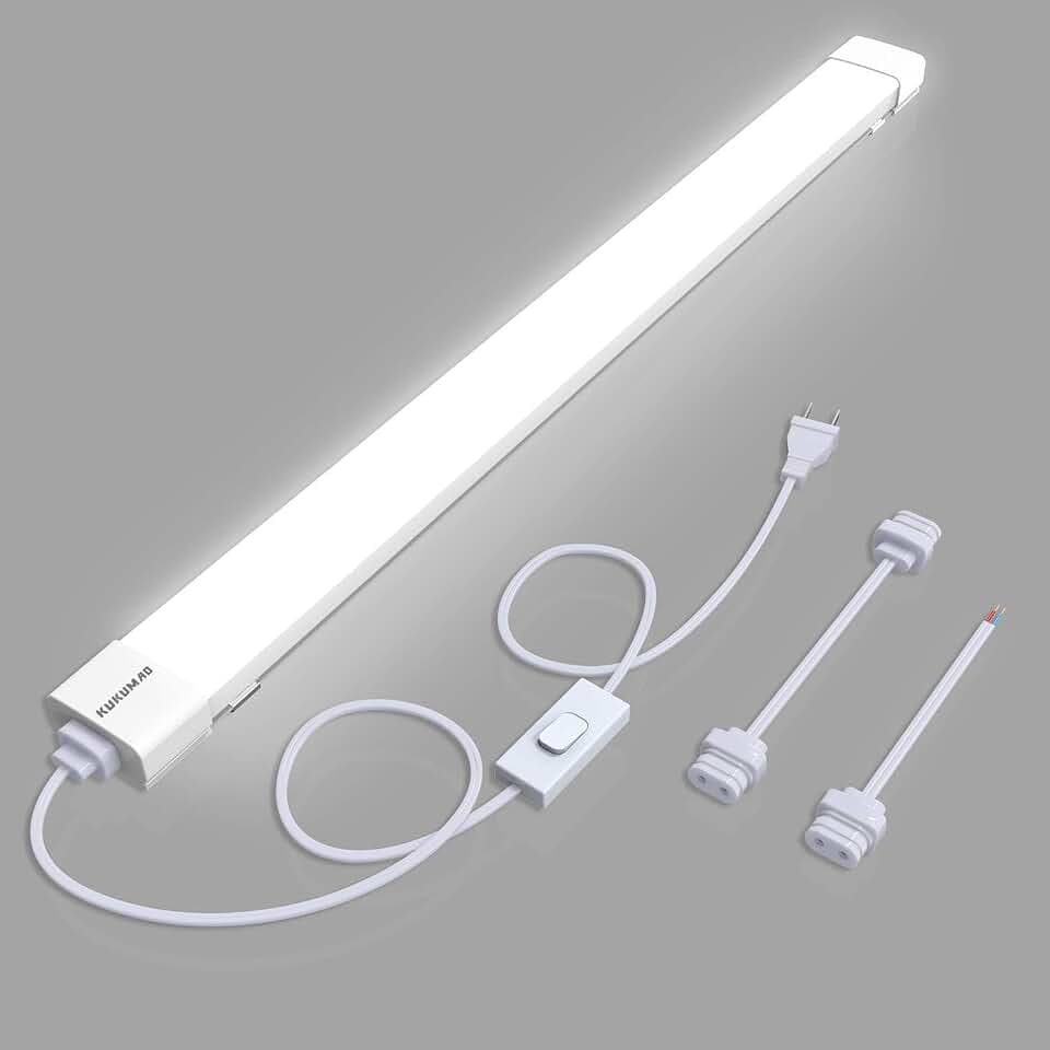 KUKUMAO Utility LED Shop Lights Fixture with Plug 4FT 5000K 36W 3600LM