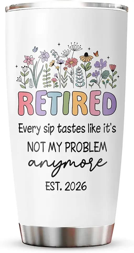 Retirement Gift for Woman Man 2026 Tumbler 20oz, Retired/Going Away/Leaving Gifts for Women/Men/Coworker/Teacher, Happy Retirement Party Decorations White Cup