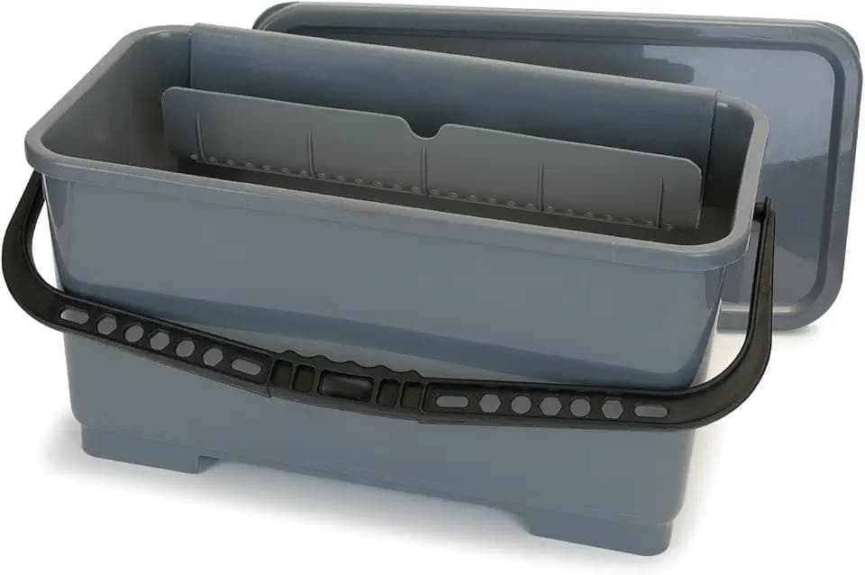 Carlisle FoodService Products Rectangular Squeegee Bucket, 6 Gallon, Gray, Pack of 3