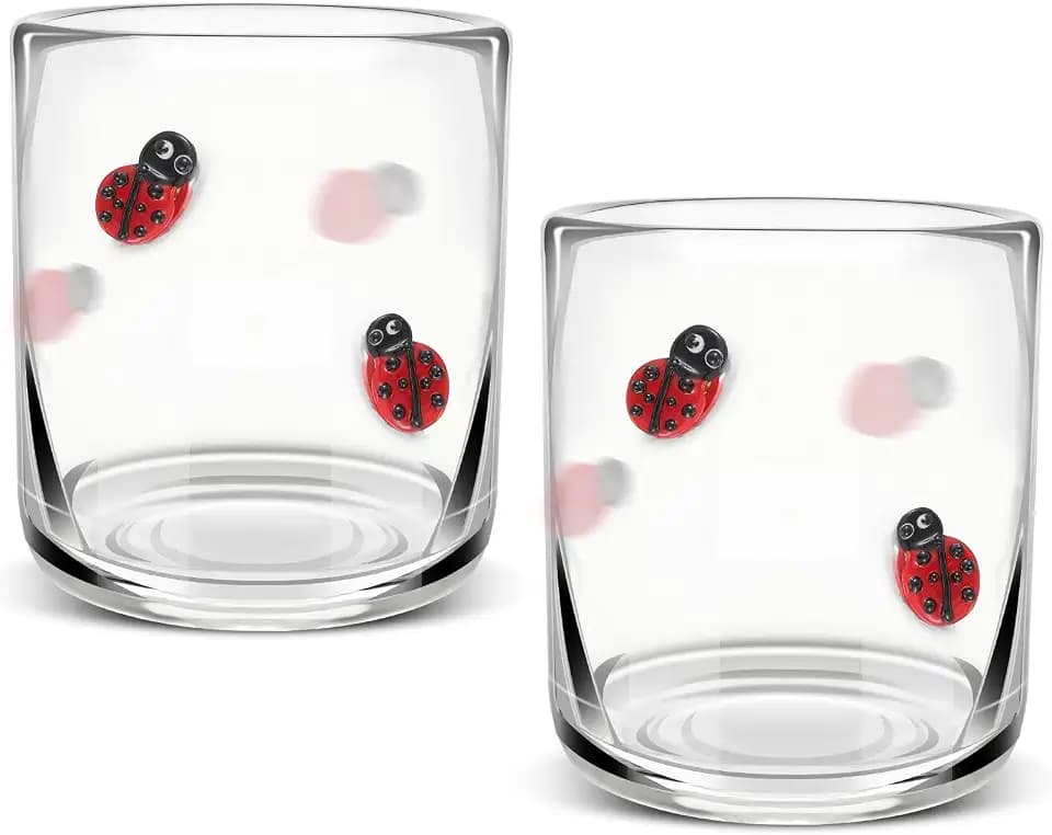 SiliFine 2 Pcs Ladybug Icon Juice Glasses
