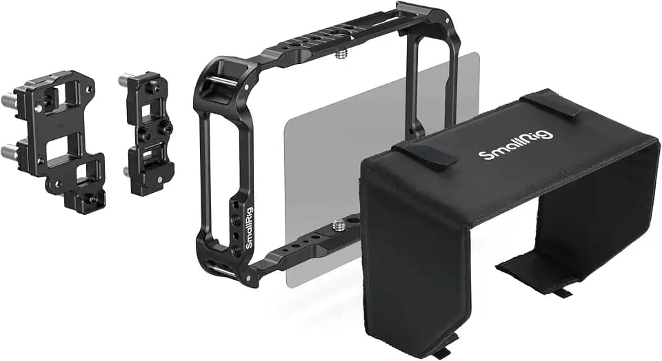 SMALLRIG Monitorkäfig-Kit für Atomos Ninja TX/TX GO, mit integrierten Erweiterungsschnittstellen, für HDMI- und USB-C-Kabelklemmen, Sonnenblende und Displayschutzfolie – 5708