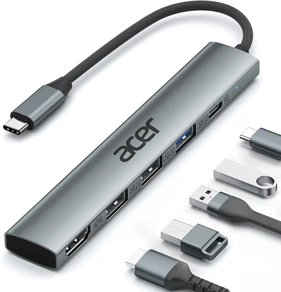 acer USB C Hub 5 in 1, Tragbarer 4K HDMI Adapter PD 100W