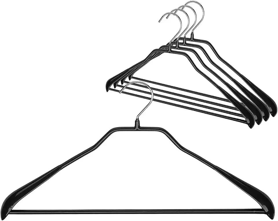 Mawa by Reston Lloyd BodyForm Series Non-Slip Space-Saving Extra Wide Clothes Hanger with Bar for Pants, Set of 30, Black