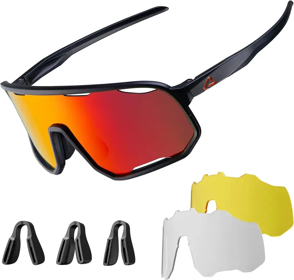 ROCKBROS Polarized Cycling Sunglasses Men Women 3 Interchangeable Lenses
