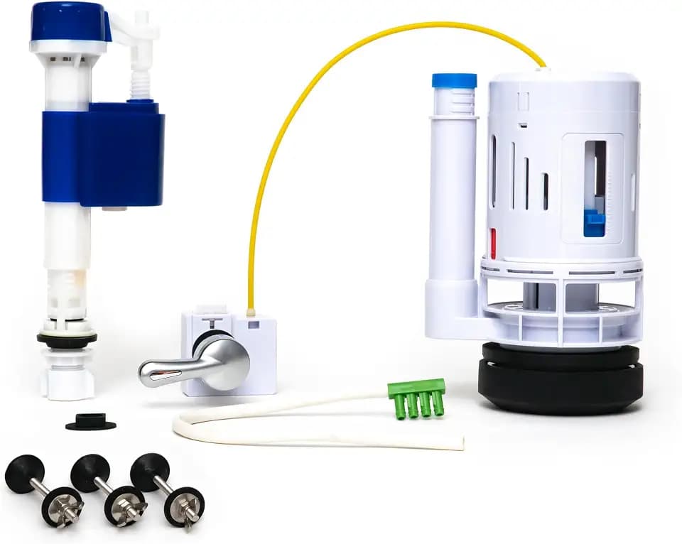3 - Inch Dual Flush Valve Complete Conversion Kit with Handle, Adjustable Fill Valve, Adjustable Overflow Tube & Overflow Water Conserver - Two Flush Options & Full Toilet Upgrade