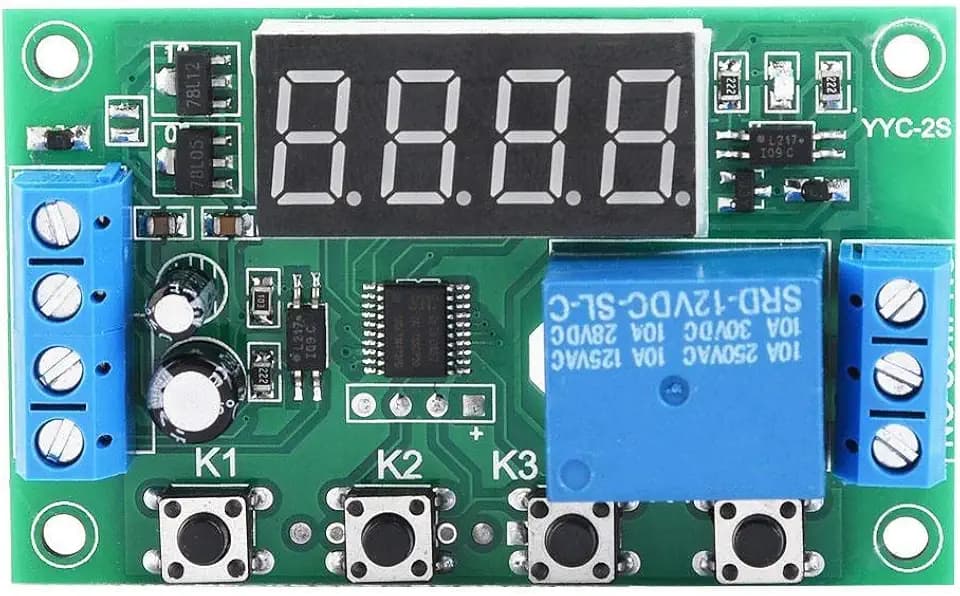 YYC-2S Zeitrelais, LED-Anzeige Einstellbares Automatisierungs-Steuerschaltmodul zur Steuerung von Magnetventil, Wasserpumpe, Motor und Lichtband(12V)