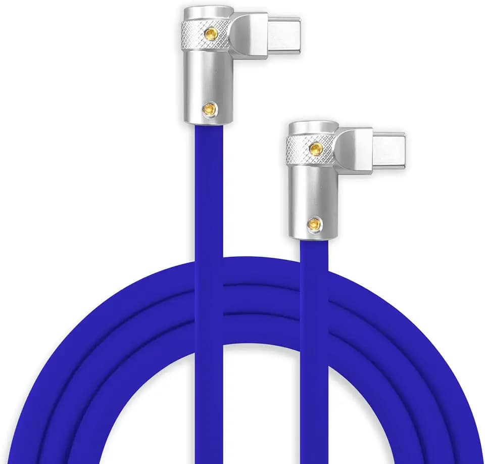 chubbycable 240W Charging Cable 2x90° USB C to C Cable, Dark Blue, 4.9FT