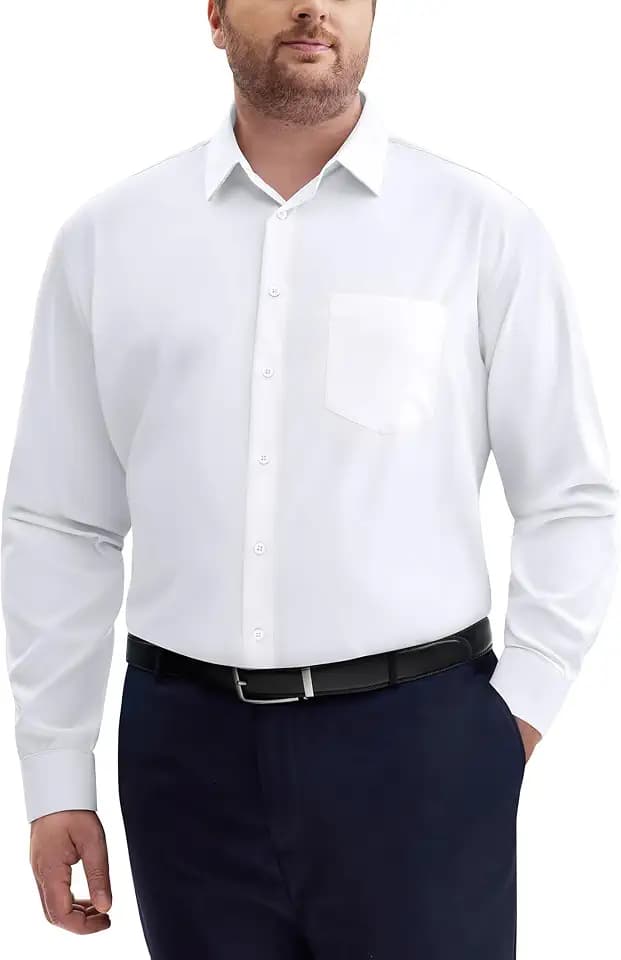 J.VER Big and Tall Dress Shirts for Men Long Sleeve Shirt with Collar Stays