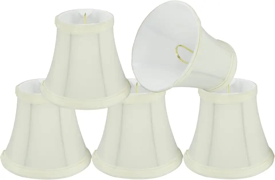 Aspen Creative 30035-5A, Bell Clip-On Chandelier Lamp Shade, Off-White, 3" Top x 5" Bottom x 4-1/2" Slant Height, Set of 5