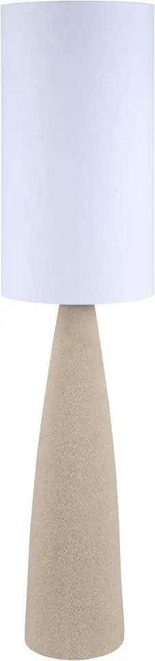 Aspen Creative 42006-20-1A, Sandy Grey Ceramic Floor Lamp w/White Linen Shade, Size:11-7/8" Dia. x 51-1/2"H, E26 Socket, Bulb Not Included