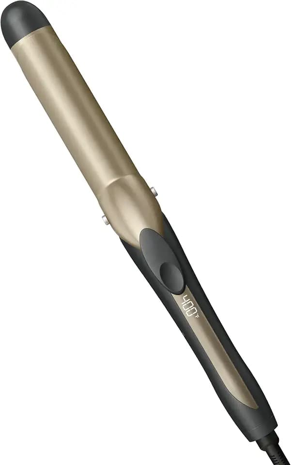 Conair INFINITIPRO Tourmaline Ceramic Curling Iron 1-1/4 inch Barrel with 5 Heat Settings up to 400°F and Digital Display, Lightweight Hair Styling Tool for Medium and Long Hair, Gray, CD1001L