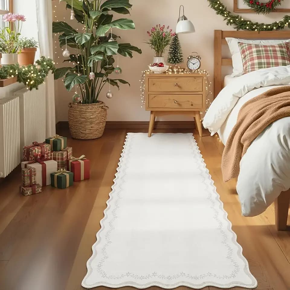GarveeHome 2x6 Scalloped Washable Runner Rug Non Slip Hallway Kitchen Rug