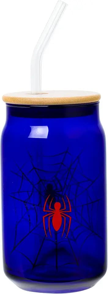 Silver Buffalo Marvel Spider-Man Spidey, Glass Tumbler, 16oz
