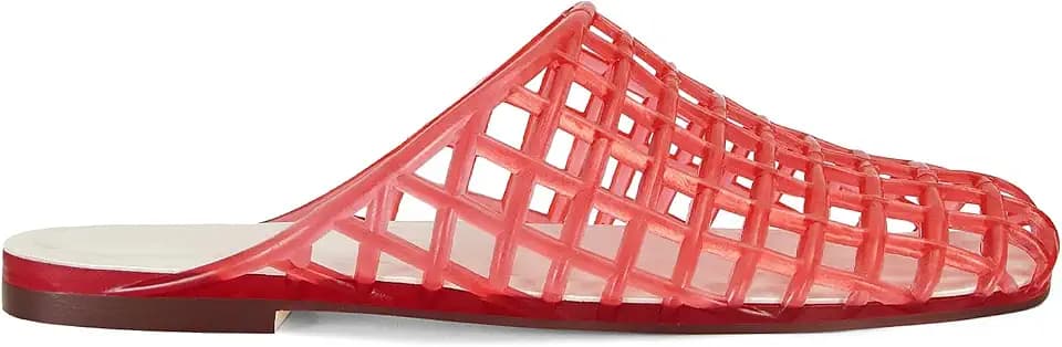 Clear Jelly Flats for Women Closed Toe Mesh Hollow Jellies Mule Sandals Slip On Jelly Slides Casual Comfortable Summer Beach Slipper Sandals