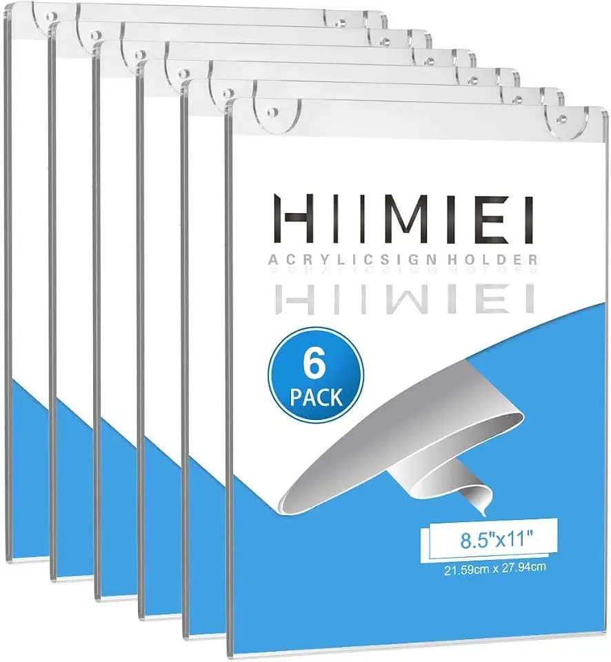 HIIMIEI Acrylic Sign Holder 8.5 x 11 for Wall Door Office Store 12 Pack