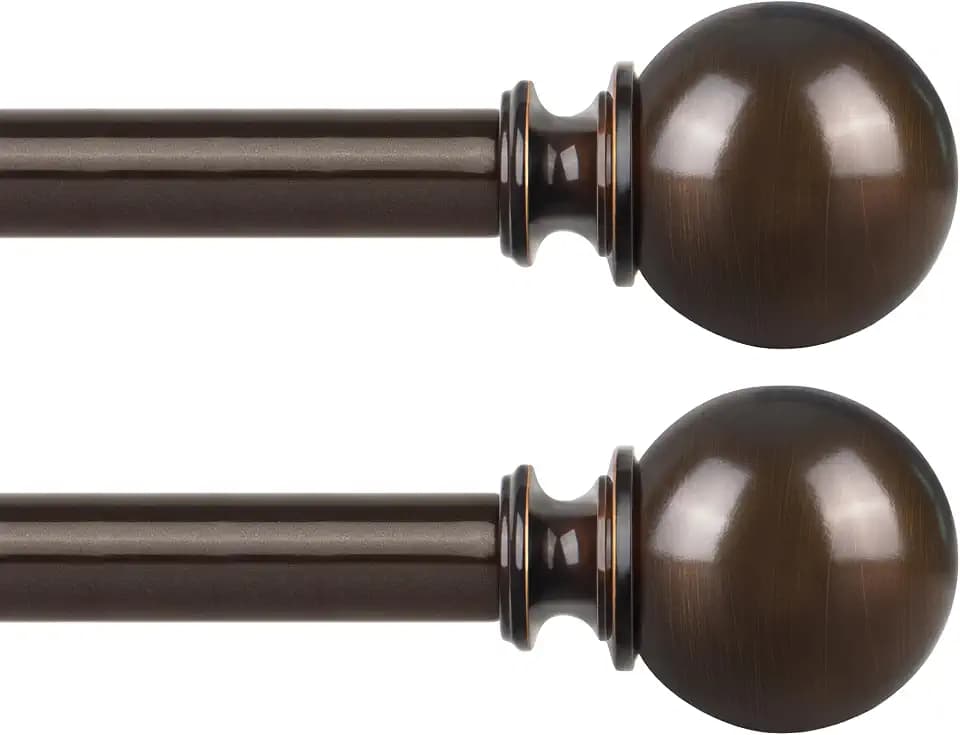 KAMANINA Bronze 2 Pack Curtain Rod 32 to 86 Inch with Round Finials