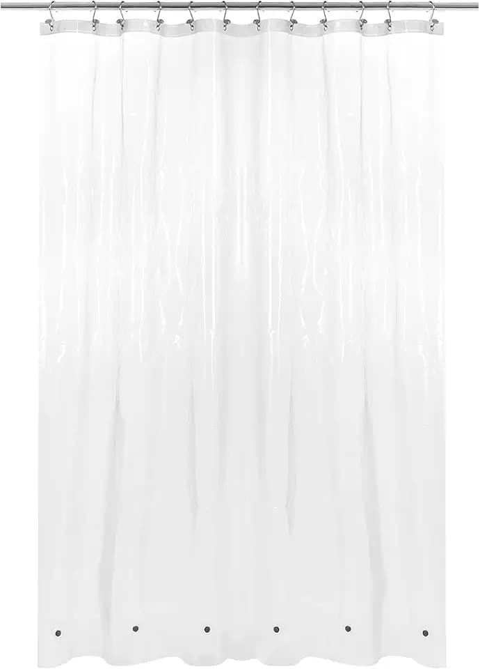 Barossa Design Plastic Shower Curtain Liner with 6 Magnets, Clear, 69x70