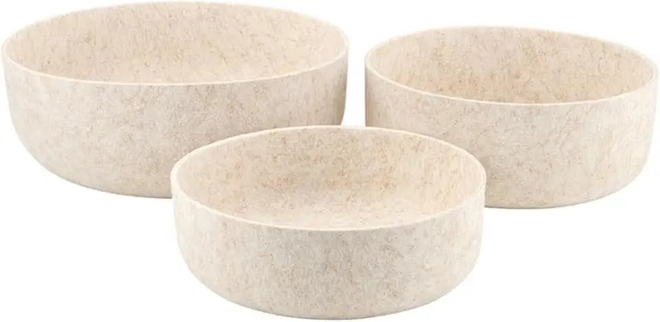 47th & Main Set of 3 Decorative Felt Bowls, Large: 10" Diameter, Oat