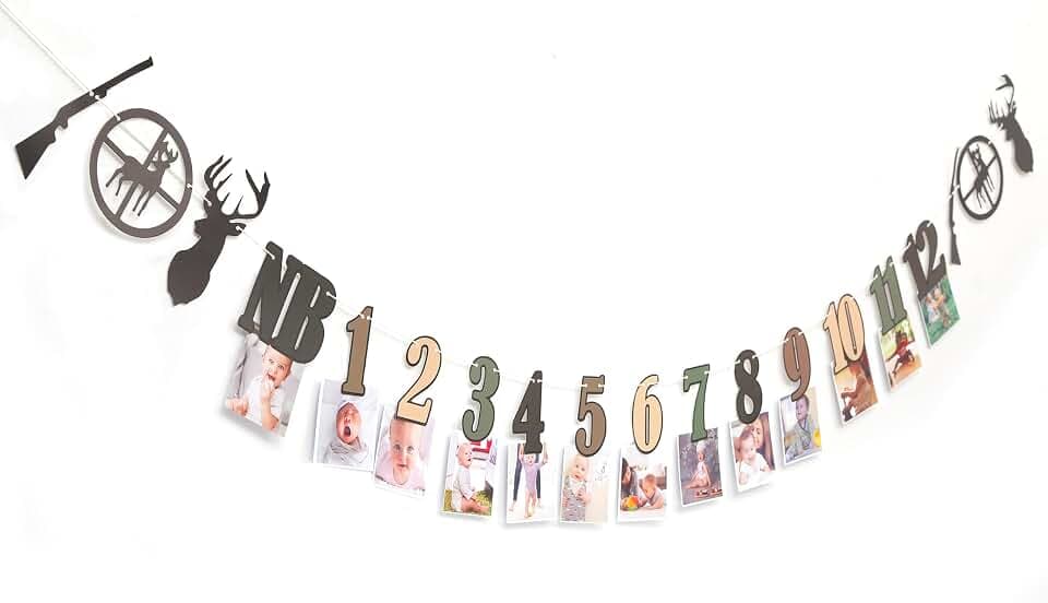 Deer Hunting Camo 1st Birthday Photo Banner,Deer Hunting Party Decorations